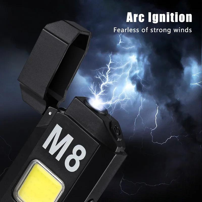 Rechargeable Type-C Interface Waterproof M8 Mini Flashlight Double Arc 2-in-1 COB Work Light Outdoor Strong Light