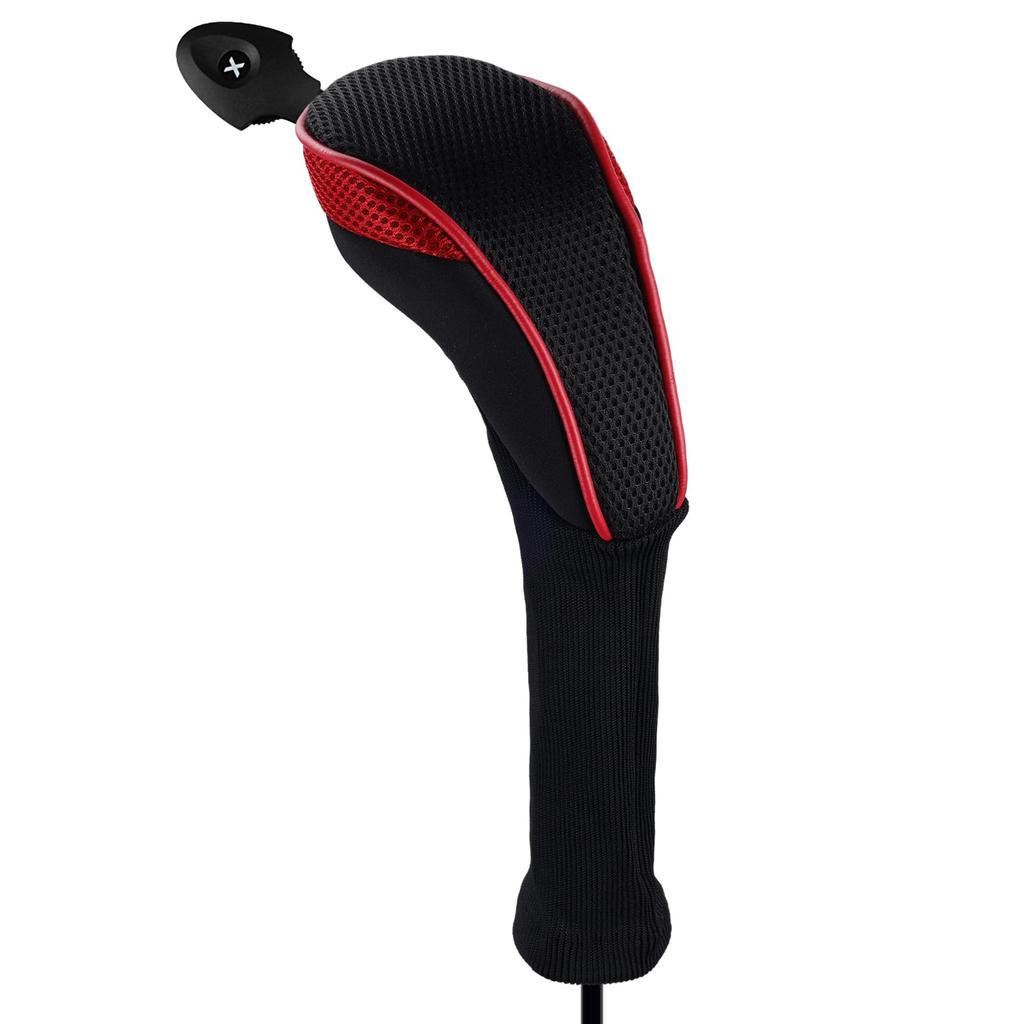 Andux Long Neck Golf Hybrid Club Head Covers with Replaceable Number Tags, Set of 4 (Red)