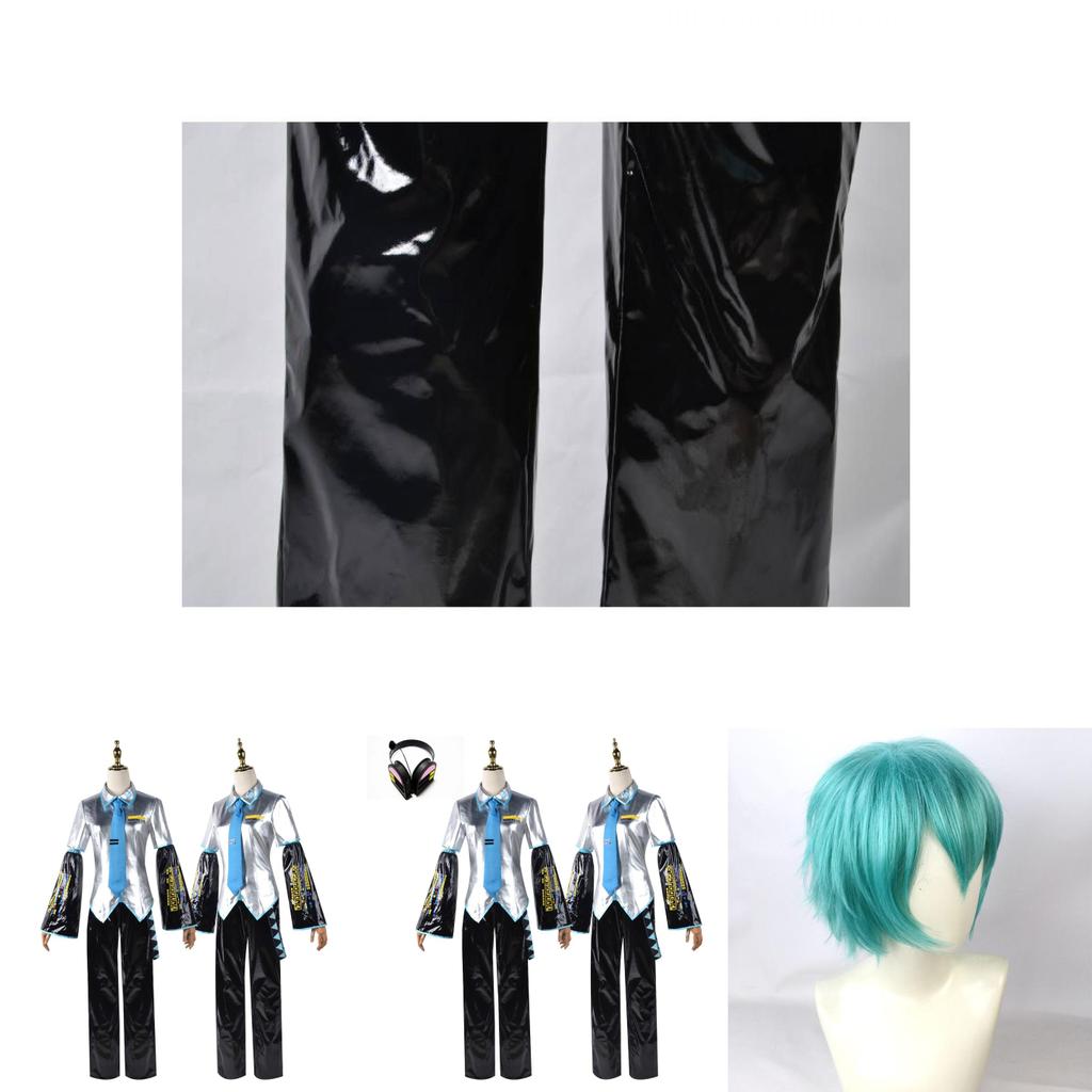 Hatsune Miku Vocaloid Classic Pu Cosplay Heren Shirt Stropdas Broek Pruik Set Voor Feesten Kerst