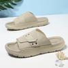 Summer Fashion Platform Suede Leather Slippers For Men Breathable Non-slip Sandals Thick-soled Unisex Beach Sports Casual Shoes