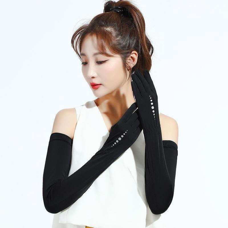 Sun Protection Gloves for Summer Women's Extended Arm Protection UV Ice Sleeves Thin Long Outdoor Cycling Gloves