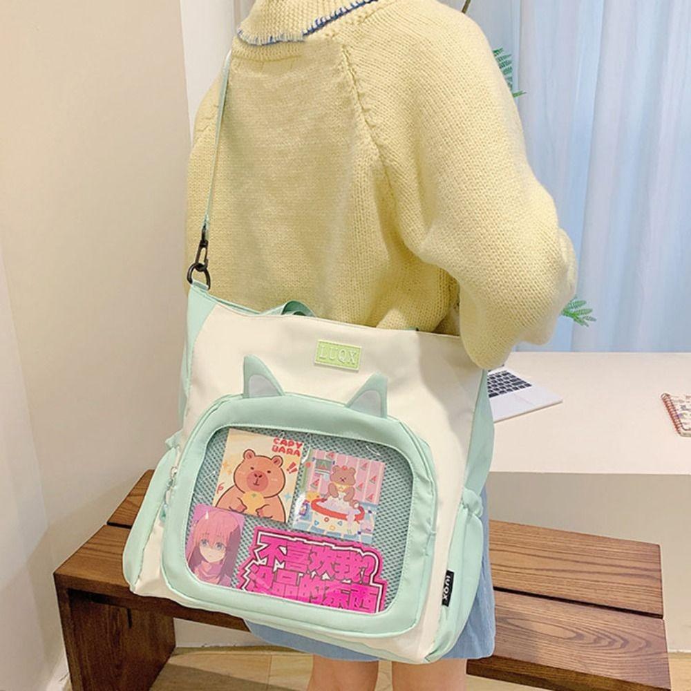 Nylon Transparent Itabag Cat Ear Shoulder Bag Sweet Transparent Crossbody Bag  Men
