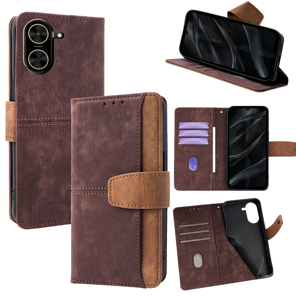 

Для Xiaomi Redmi A5 4G (171,7 мм) Чехол с RFID-защитой, двухцветный кошелек из ПУ кожи, чехол для телефона Brown