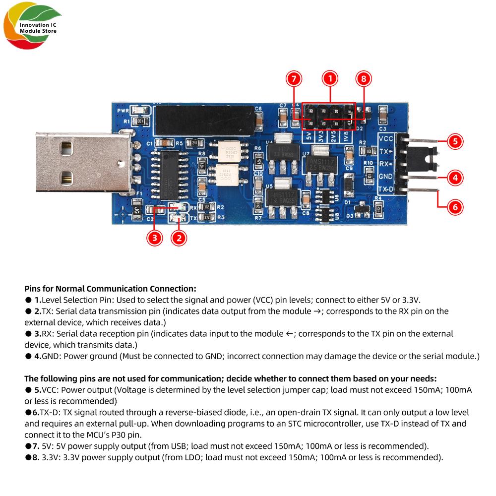 CH340 Photoelectric Isolation Serial Port Module Usb To Ttl Serial Port Module 5V3.3V2.5V1.8V Four Level Usb Interface