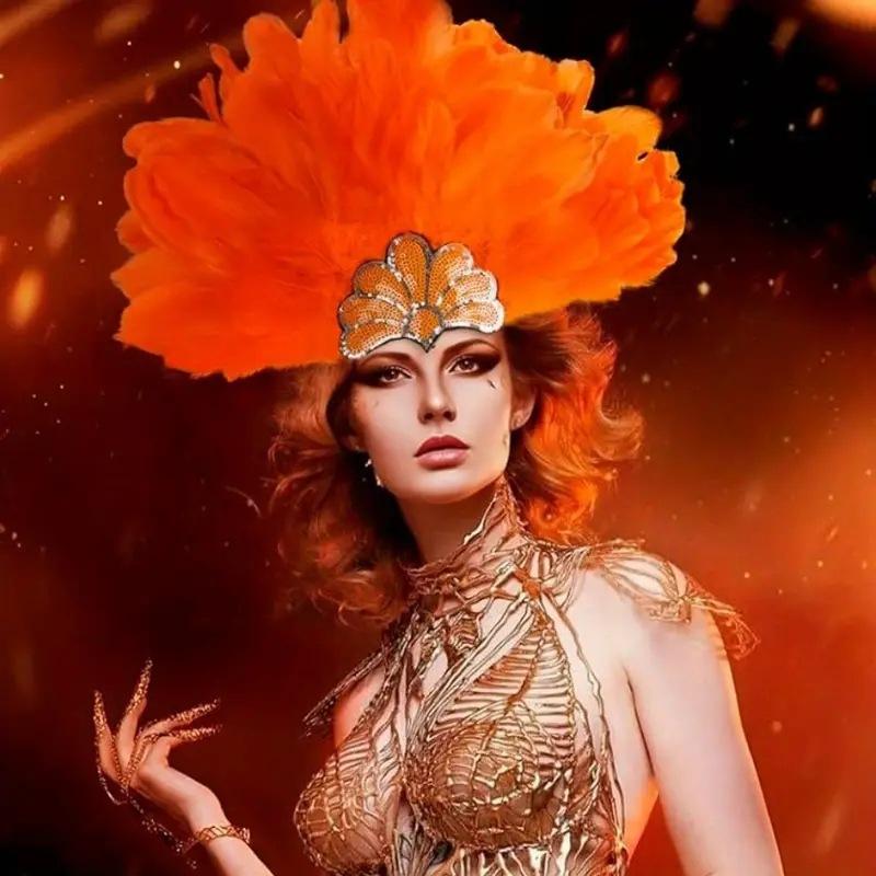 Anime-Charakter Cosplay Halloween Kopfbedeckung Bauchtanz Performance Haarbänder Bunte Feder Stirnbänder Weihnachtstag Kopfbedeckung Zubehör