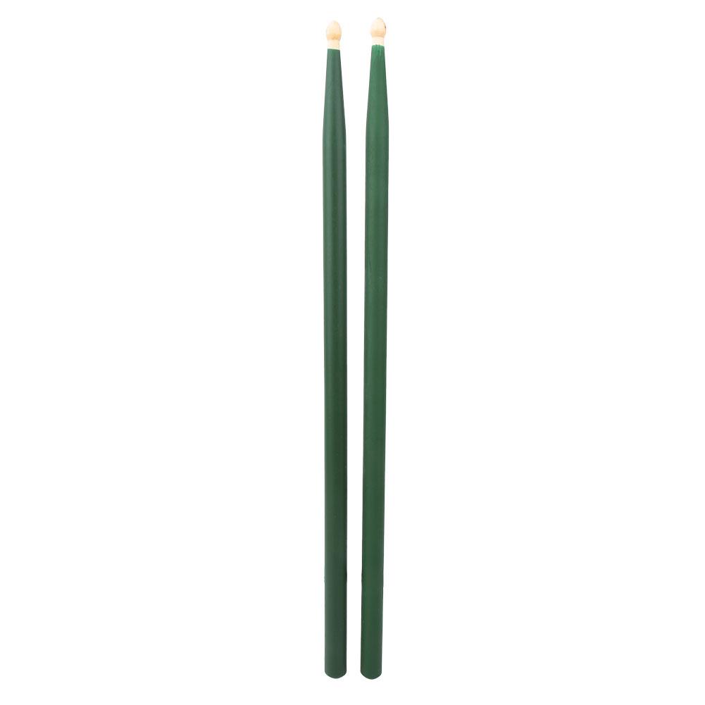 2Pcs Colorful Maple Wood Drum Stick Music Band Instrument Accessories(Green)