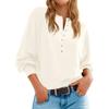 Women's Partial Button Placket Henley Neck Raglan Bishop Long Sleeve Solid Knit Pullover Sweater