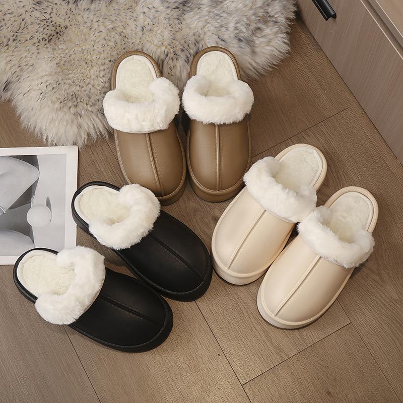 Fashion Winter Warm Women Slippers Fashion Thick Bottom Indoor Fur Shoes EVA Slippers Anti Slip Female Garden Shoes 2024 New