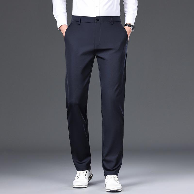 

2025 Spring And Autumn New High End Business Casual Pants Men S Elastic Straight Tube Loose Western Pants Long Pants 40 темно-синий