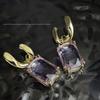 Shi Family Exquisite Purple Octagonal Rhinestone Necklace & Choker Bracelet Set
