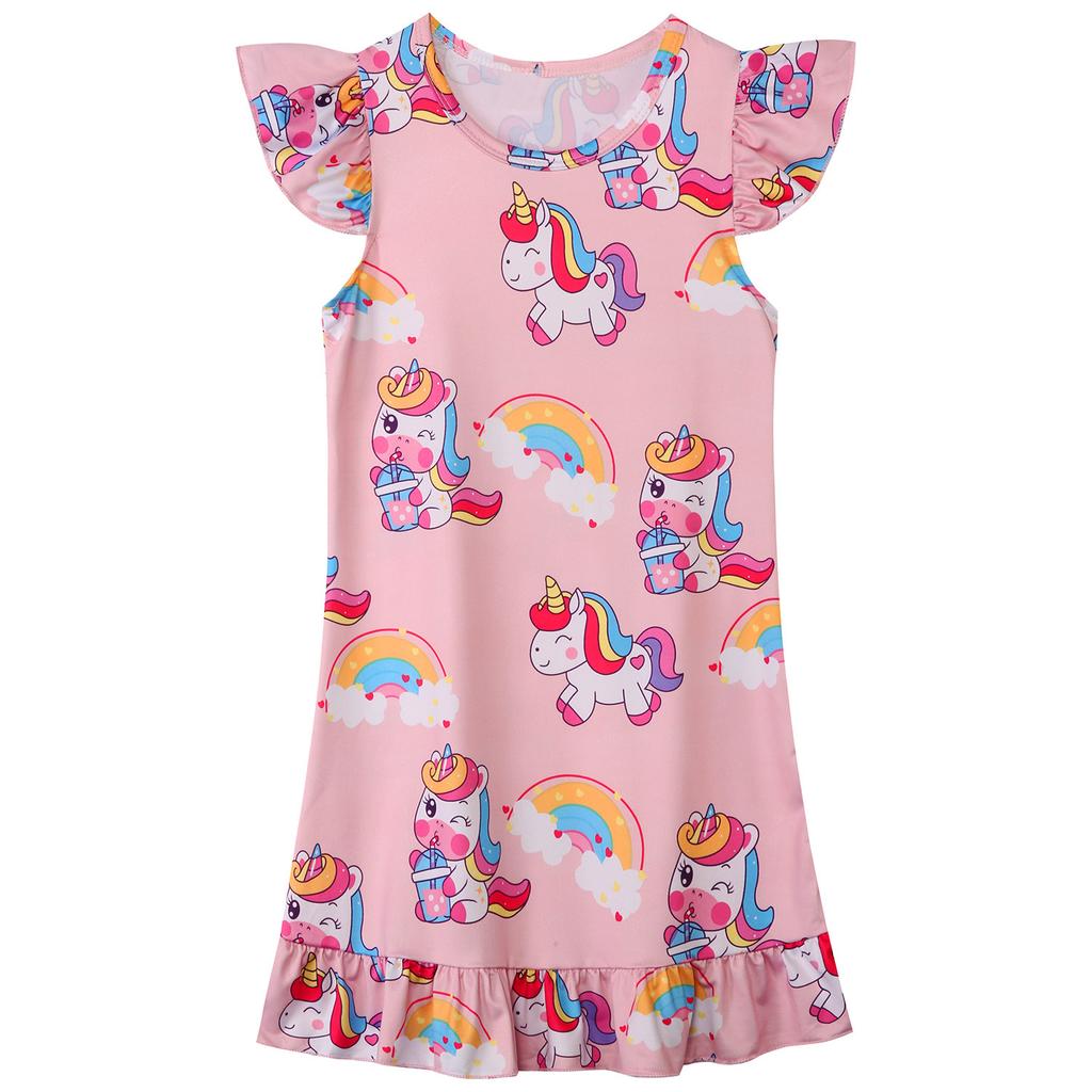 Unicorn Unicorn Girls Pajamas Summer Dress Short Sleeve Children's Loungewear Children's Pajamas