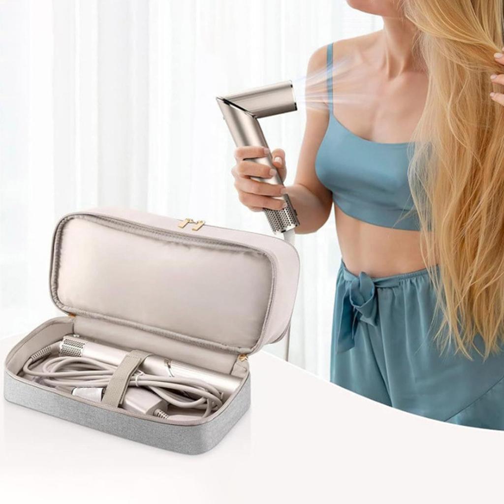 Travel Toiletry Bag for Blow Dryer Portable Cosmetic Organizer Dual Layer Beauty Tool Storage PU Material Stylish Carry Pouch