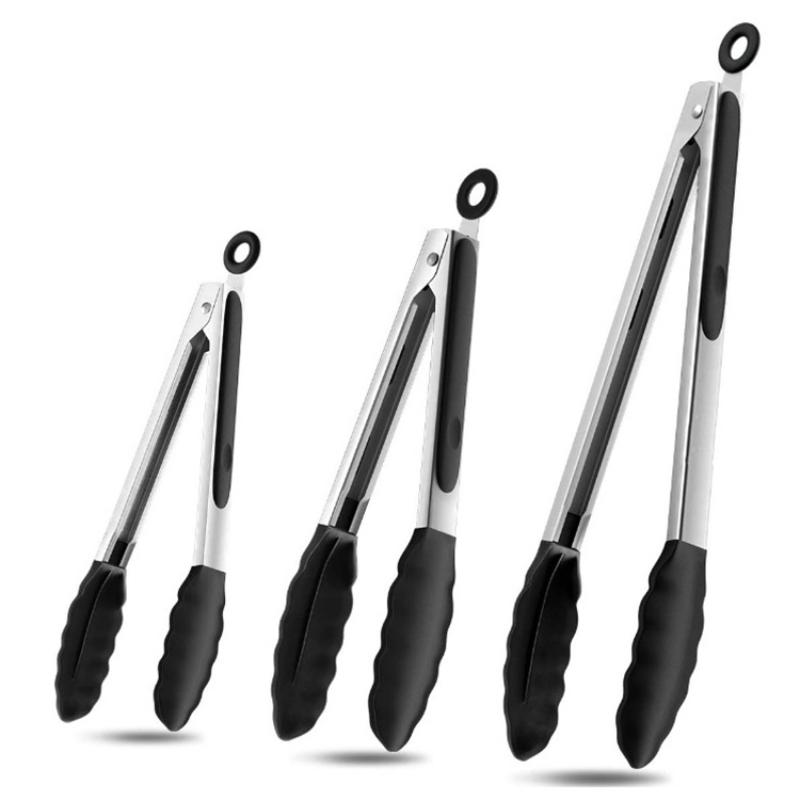 Silicone Kitchen Tongs for Baking Barbecue Steak Frying Frying, Heat-Resistant Food Clamps