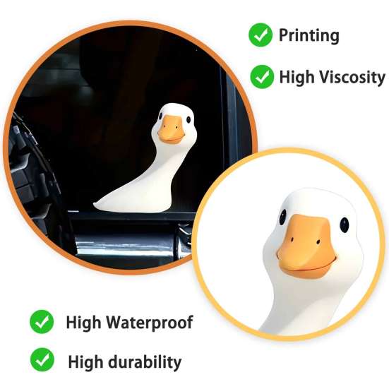 Transparent Pattern Decal Cartoon Big White Goose Static Sticker, Removable PVC Decorative Creative Store Window Sticker Decal, Reusable Film for Home