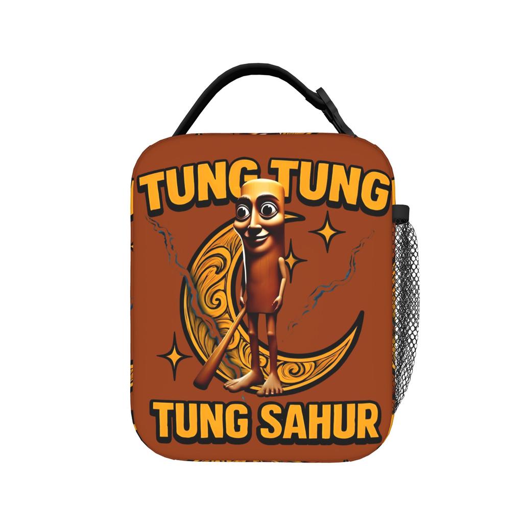 Tung Tung Tung Sahur Insulated Lunch Bags High Capacity Italian Brainrot Meme Meal Container Cooler Bag Tote Lunch Box Work