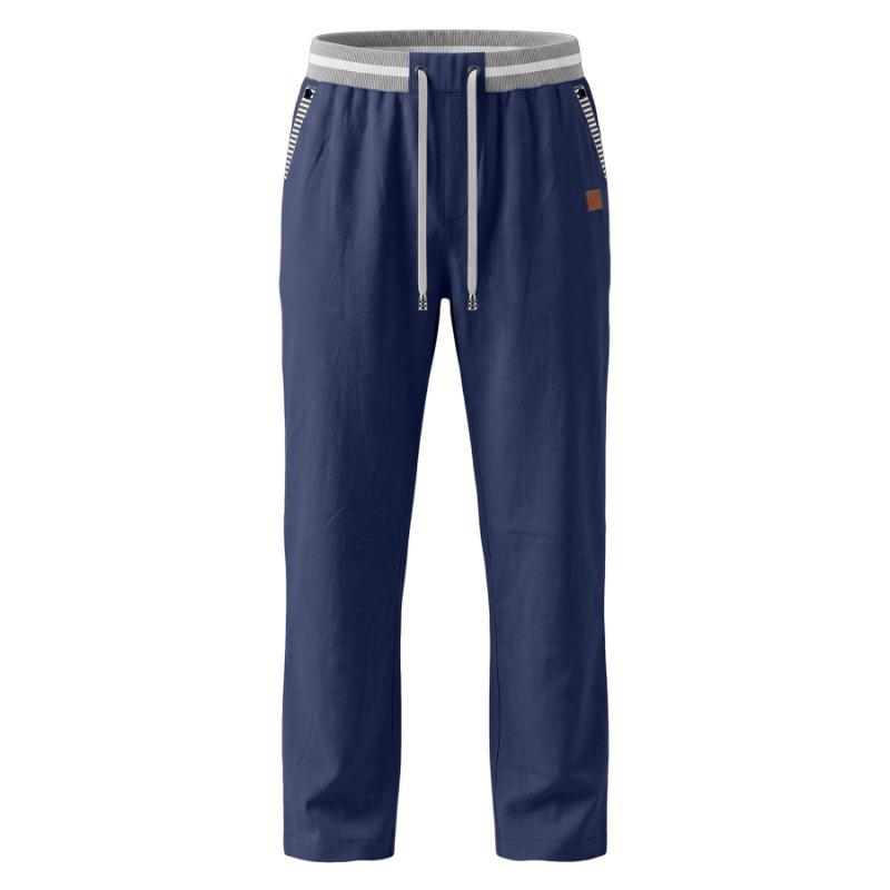 Men S Linen Straight Leg Striped Casual Quick Dry Long Pants
