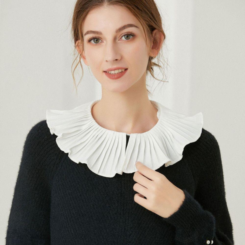 Damen Baumwolle Spitze Falscher Kragen Bluse Vintage Abnehmbarer Kragen Damen Hemd Falsche Krawatte Revers Bluse Oberteil Kleidung Accessoires
