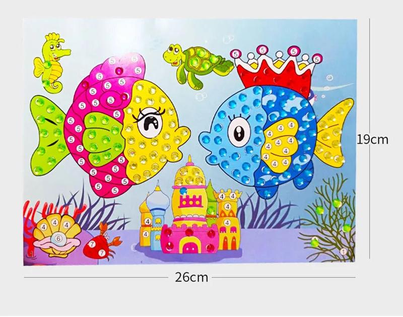 4pcs Children DIY Diamond Stickers Handmade Crystal Paste Painting Mosaic Puzzle Toys Random Color Kids Stickers Gift TMZ