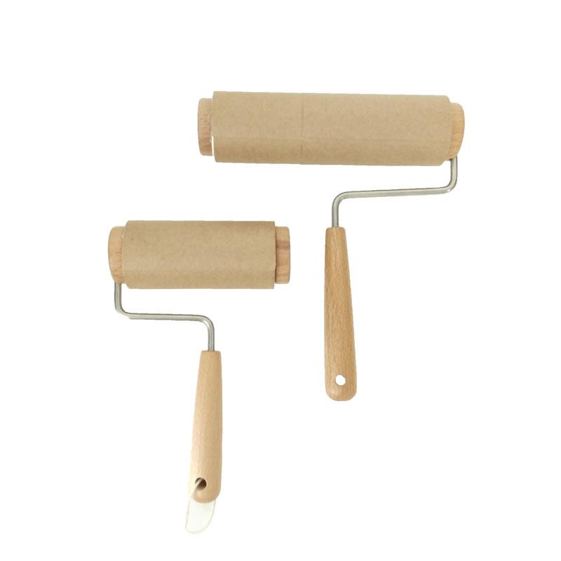 Eco Friendly Wooden Handle Sticking Refills Pet Hair Remover Lint Roller естественный