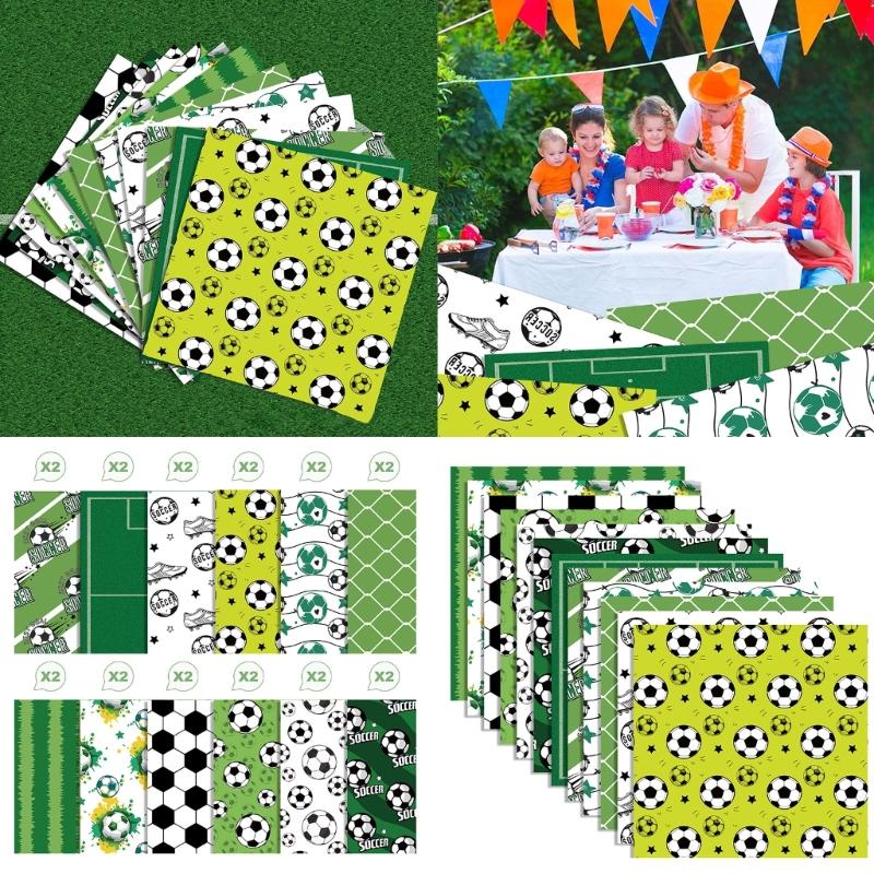 24 Sheets Scrapbooking Decorative Paper 30x30cm Football Themed Paper for Scrapbooking Journal Notebook Album Wrapping