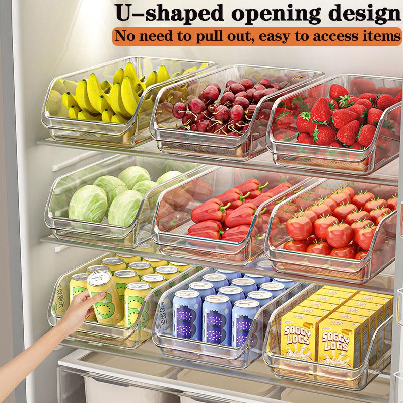 2Pcs/3Pcs/4Pcs Clear Fridge Organizer Open Drawer Snack Storage Box Multifunctional Container For Home