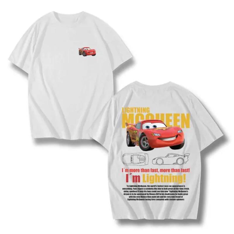 Summer Lightning Mcqueen and Sally T Shirt for Couples Mcqueen Sally Print Tshirtsfor Boys Girls Cotton Fans Gift Tops Clothing