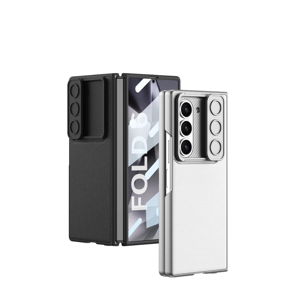 Luxury PU Leather Hard PC Shockproof Phone Cover for Samsung Galaxy Z Fold 6 5 4 Case with Screen Protector Camera Protection