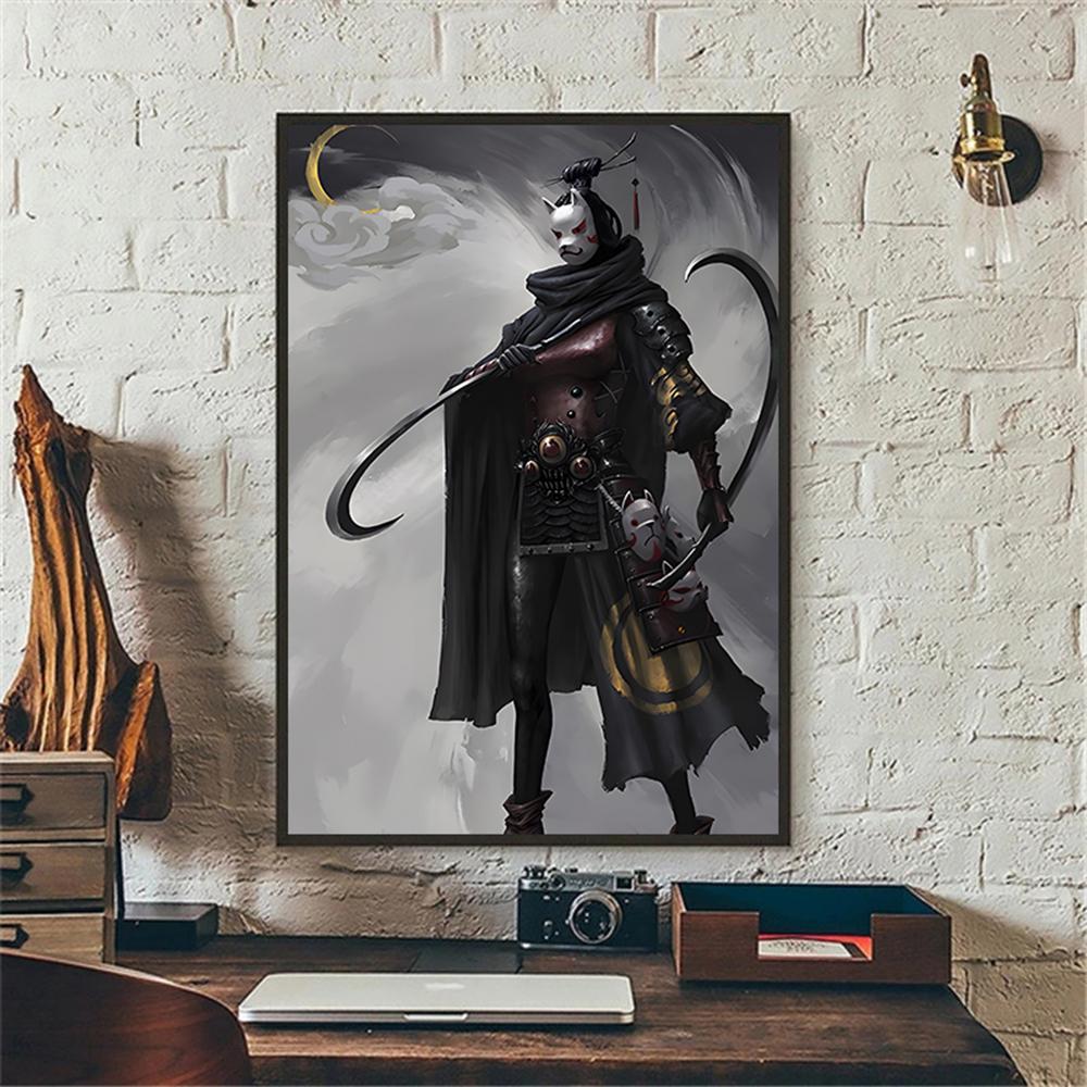 Japanese Samurai Canvas Poster Modern Home Sofa Background Wall Art Painting Print Pictures Bedroom Living Room Decor Mural Gift