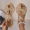 Outdoor Beach Casual Slippers Women Bow Flat Shoes Home Slides Women Sandals 2025 New Summer Lightweight Sandals Women