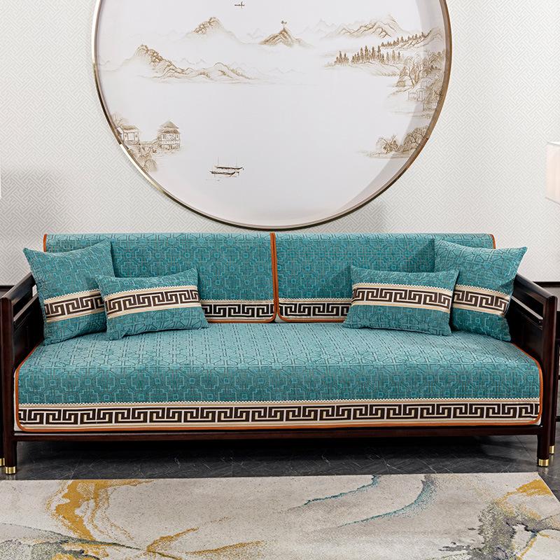 Sofa Cushion Light Luxury High Sense New Chinese Style Four Seasons Non-Slip Universal Solid Wood Seat Cushion Backrest Towel Leather Sofa Cover