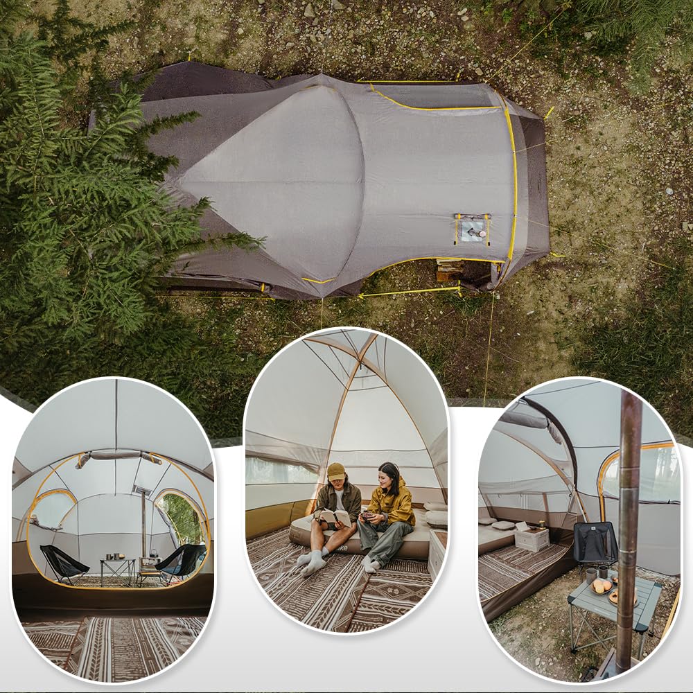 Oficiální obchod Naturehike Stan pro 4 až 6 osob Dvoupokojový s přední místností Lehký Snadná montáž Prodyšný Velký prostor Tlak vody 3000 mm