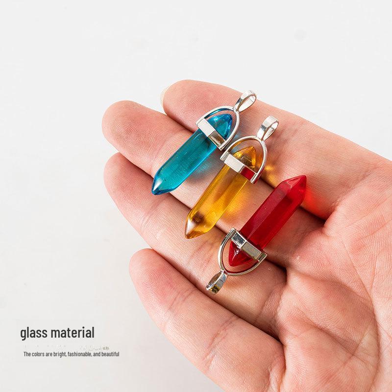 Hexagonal Column Diamond Bullet Pendant Necklace