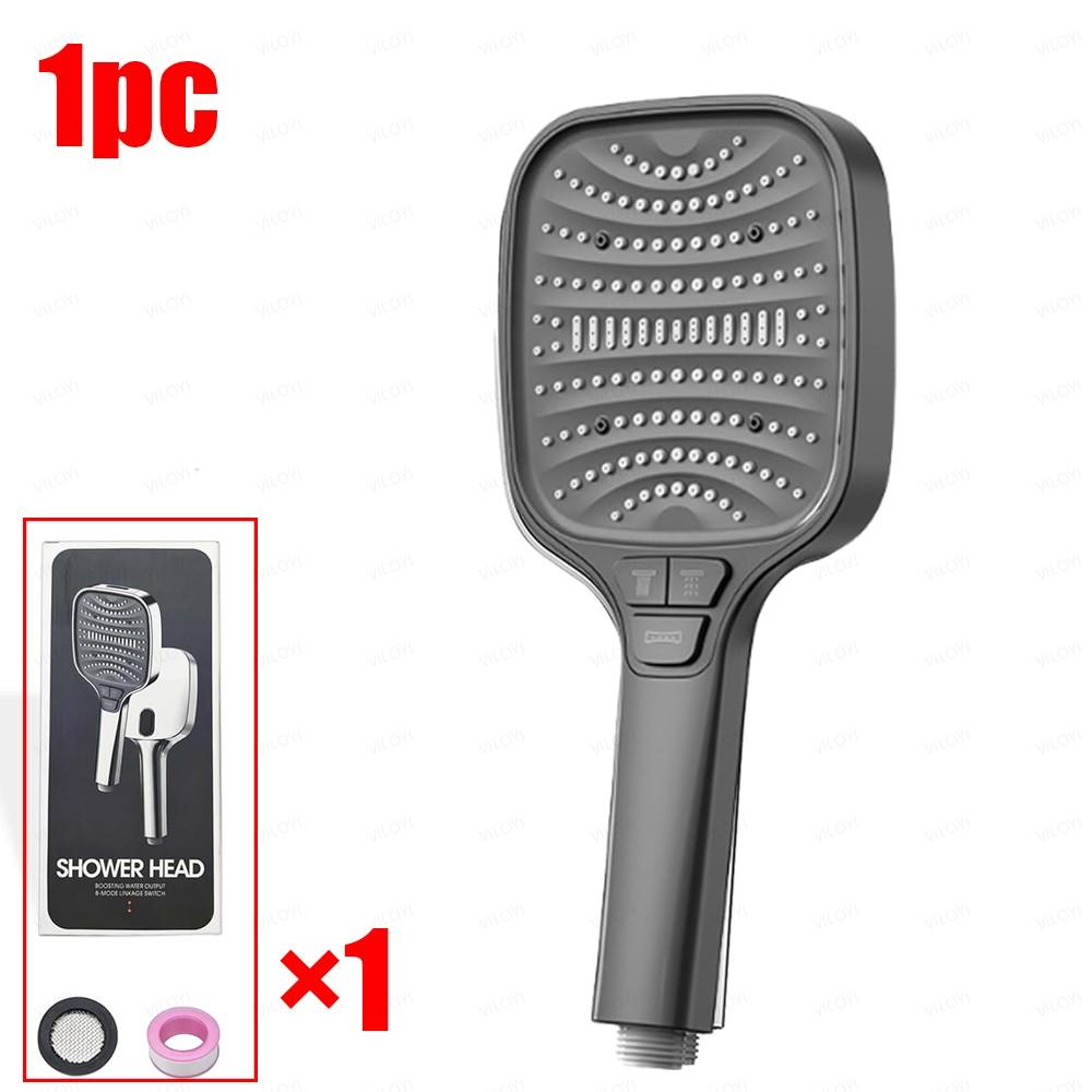 

8 Modes High Pressure Water Saving Shower Head Square Large Panel Bathroom Showerhead Fall-resistant Rainfall Shower Nozzle