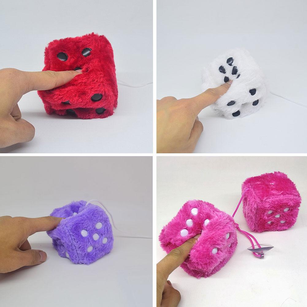 2pcs Plush Dice Car Pendant Plush Toy Cube Pendant Car Ornament Sieve Anime Car Decoration Accessories Auto Pendant Decoration