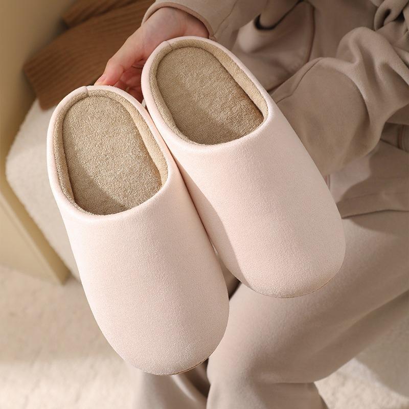 Home Slippers Women's Spring and Autumn Japanese Premium Machine Washable Cotton and Linen Breathable Four Seasons Silent Floor Couple Cotton Mop Men