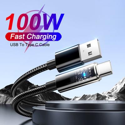 100W PD Fast Charge Cable Type C To Type C Cable Phone With LED USB To Type-C Data Cord For iPhone 15 16 Pro Max Samsung Xiaomi