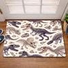 1pc 2D Flat Dinosaur Skeleton Fossils T-Rex Flannel Area Rug Non Slip Prehistoric Kids Carpet For Bedroom Playroom Floor Decor