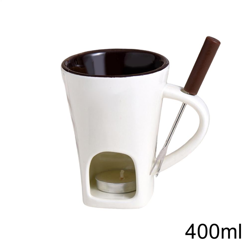 Chocolate Fondue Mug With Fork Candle Ceramic Chocolate Fondue Set For Dessert Celebration Family Gathering Fun Home Holiday