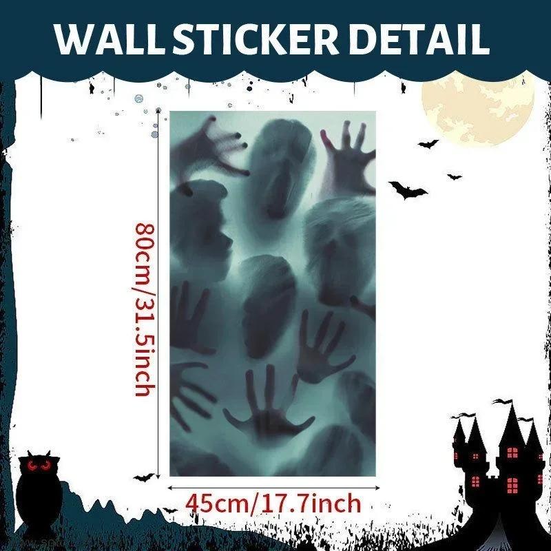 Horror Glass Window Stickers Halloween Theme Party Horror Haunted House Wall Stickers Decorative Props Holiday Party Accessories