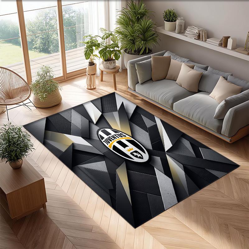 Juventus FC bedruckter Flanell-Teppich rutschfest weicher Polyester-Bodenbelag Indoor-Dekormatte für Schlafzimmer Wohnzimmer Sofa