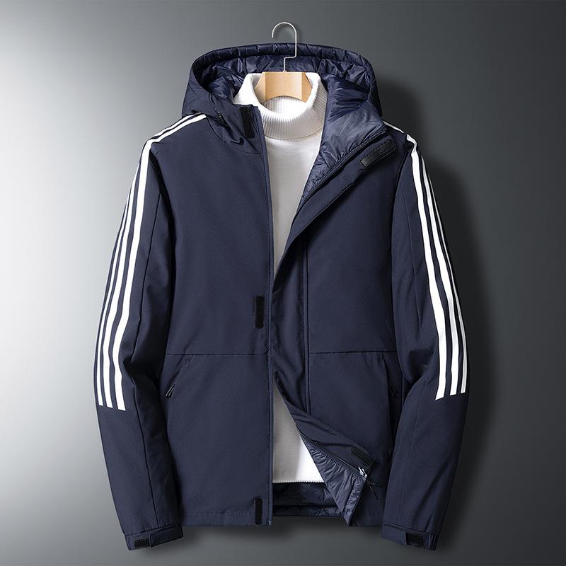 2025 fleece thickened plus size jacket fall and winter men's middle-aged solid color casual hooded warm jacket shirt top