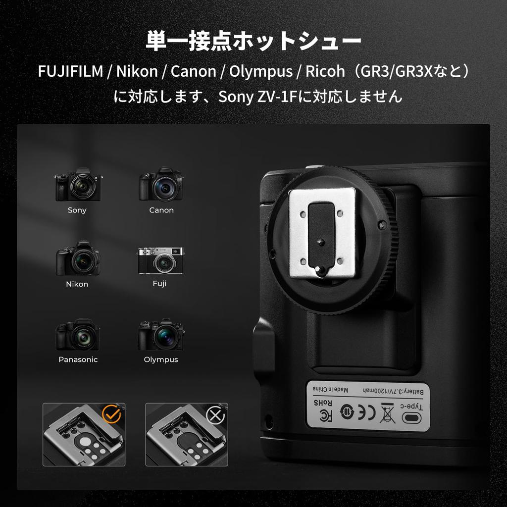 KONCEPT Minikamera GN12 5600K Färg 2000mAh Uppladdningsbar Enkelkontakt Varmsko Kompatibel med och DSLR Digitalkameror K&F Blitz, Speedlite,