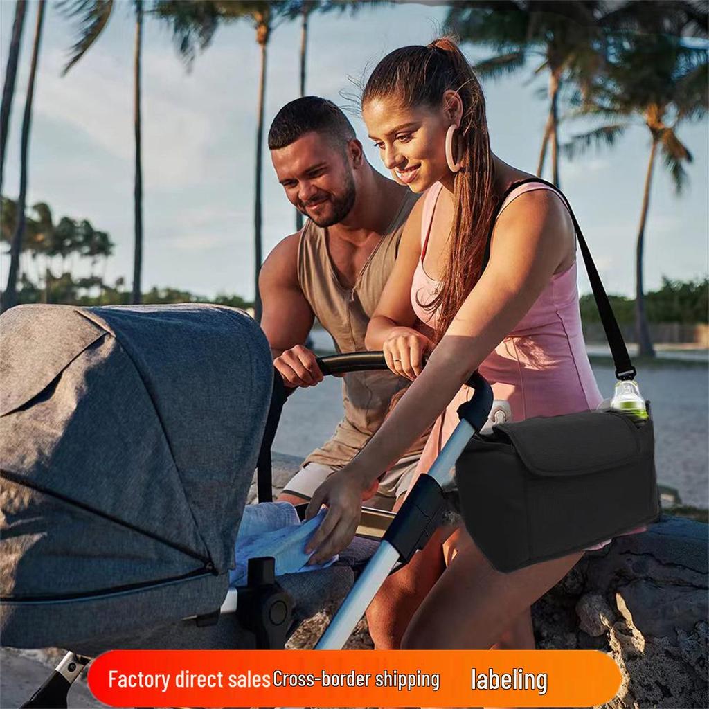 Multifunctional Baby Stroller Organizer Bag with Large Capacity & Milk Bottle Holder
