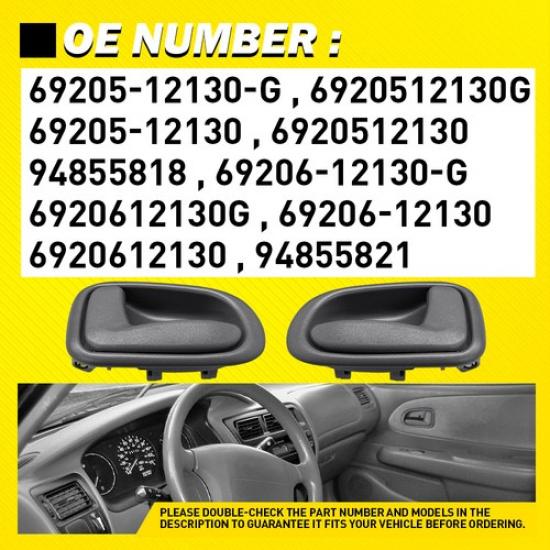 Gray/Black Interior Inner Door Handles For 1993-1997 Geo Prizm Toyota Corolla