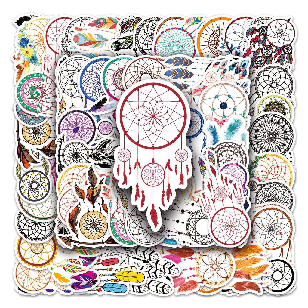 50 Dreamcatcher Waterproof Graffiti Stickers for Suitcases, Scooters, Computers, and Tablets