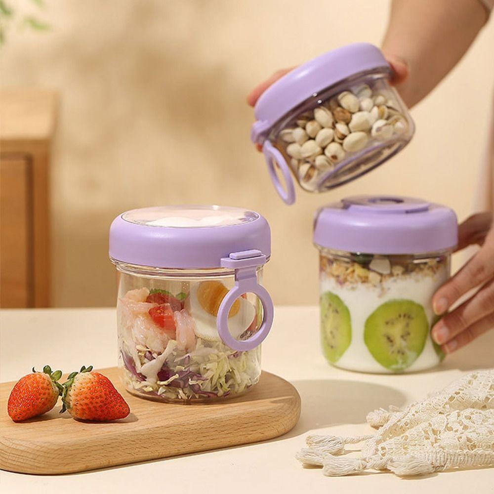 Large Capacity Overnight Oats Jars With Lids and Spoons Cereal Storage Can New Yogurt Containers