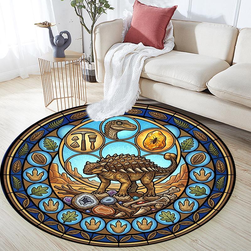 Prehistoric Fossil Art Round Area Rug Under Office Chairs Bedroom Living Room Home Decor