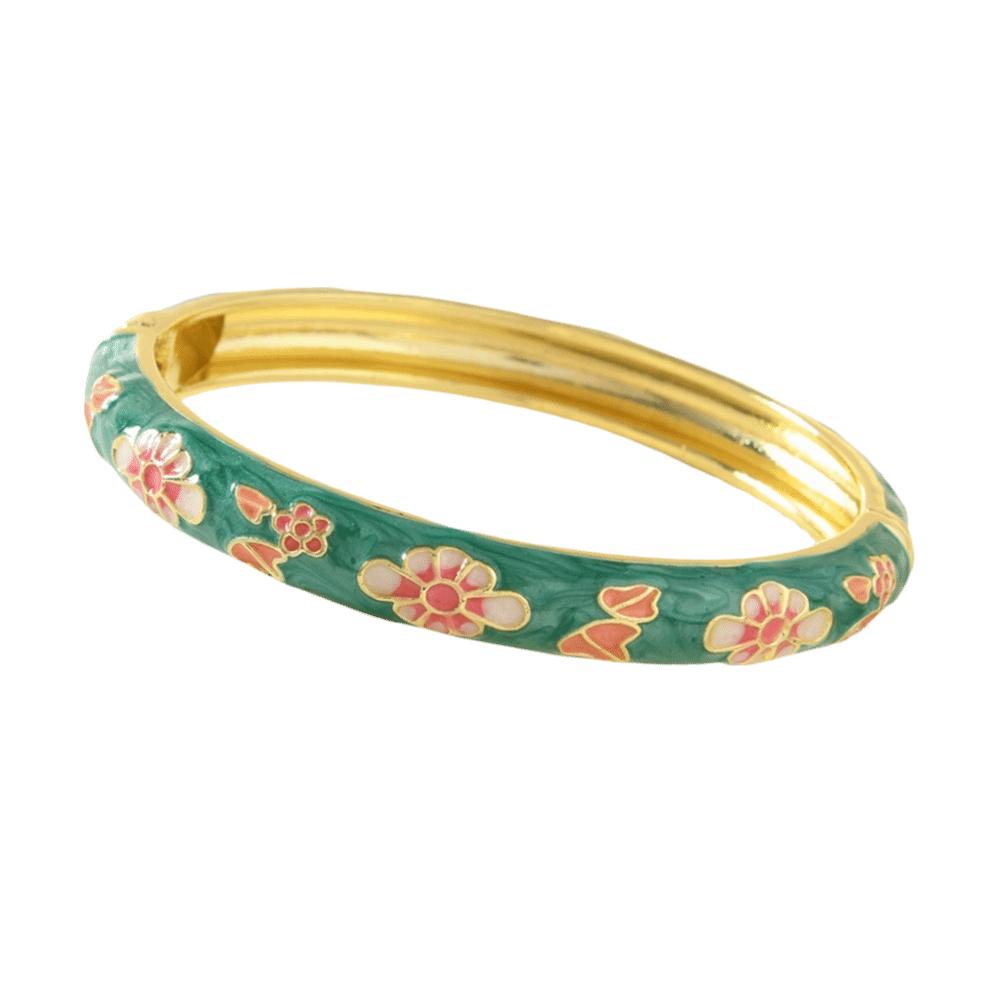 Elegant Enamel Bracelet Colorful Alloy Cloisonne Bangle Ethnic Floral Motifs Vintage Dropped Glaze Bracelet Party Jewelry