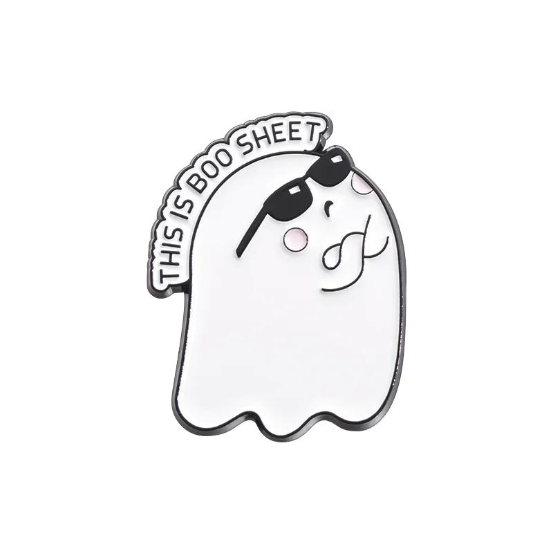 Halloween Punk Ghost Collected Enamel Pin Custom Spooky Boo With Black Cat Brooches Clothes Lapel Badge Jewelry Gift for Friends