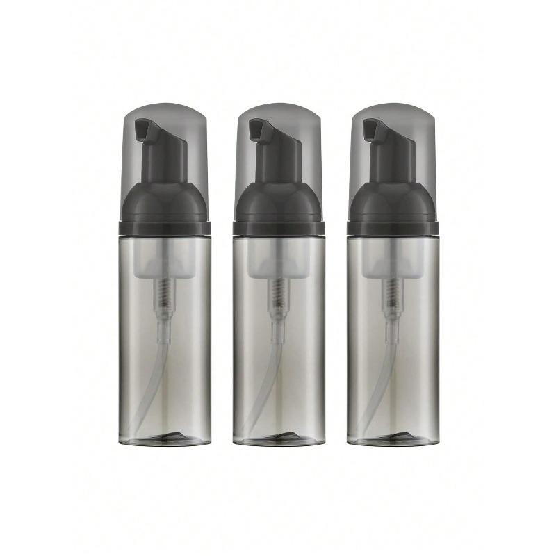 3pcs 60ML Travel Foam Pump Bottle- Clear Plastic Container, Refillable, With Dispenser Pump For Face Wash, Eyelash Shampoo